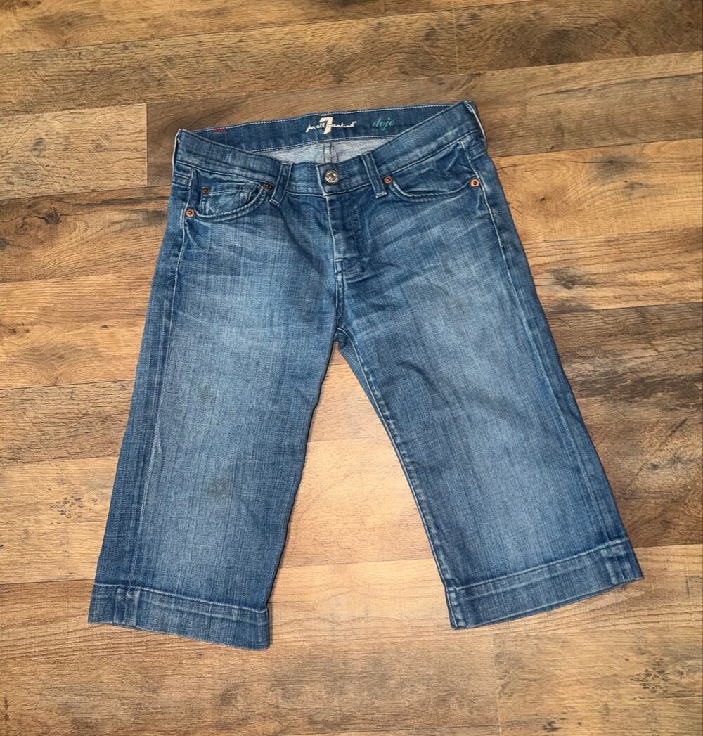 7 for all mankind women’s dojo cuffed blue jeans shorts